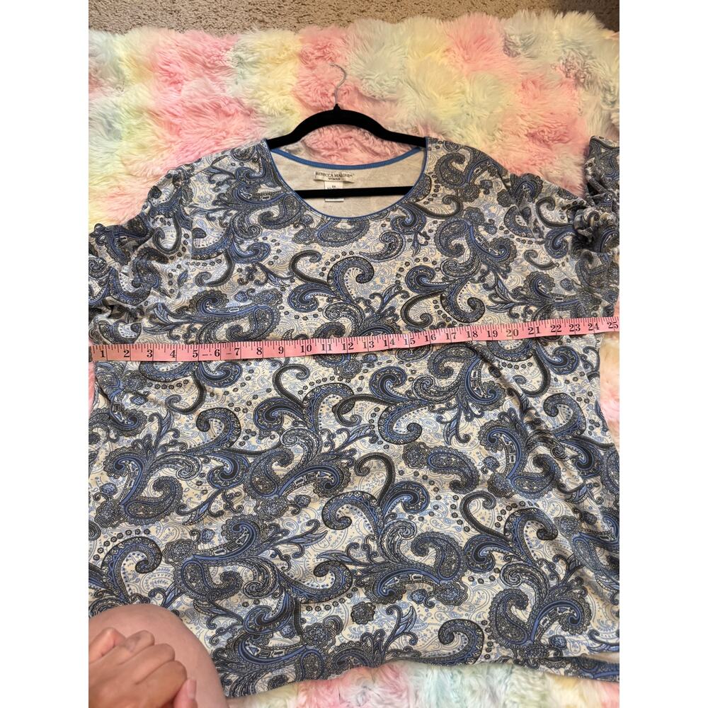 Rebecca Malone Paisley Swing Top Blue Gray 3X EUC - Picture 6 of 7